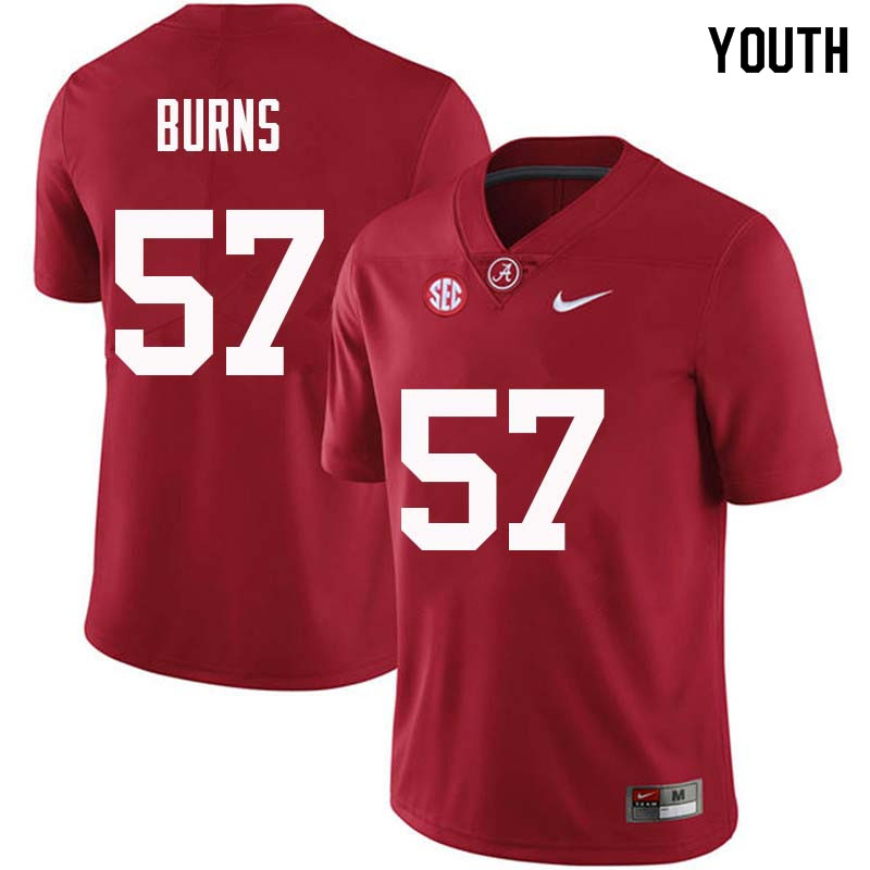 Alabama Crimson Tide Youth Ryan Burns #57 Crimson NCAA Nike Authentic Stitched College Football Jersey MQ16B72CC